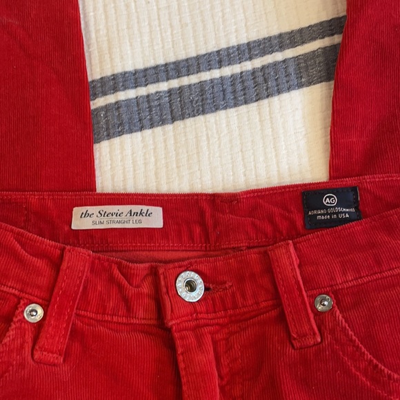 AG Stevie Ankle Slim Straight Red Cord Jean - Picture 5 of 10